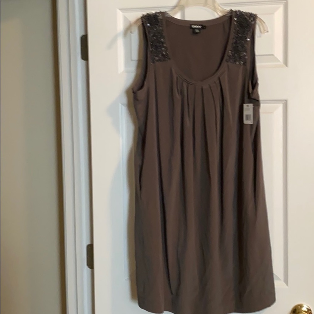 DKNY Sleeveless Embellished Dress Size L